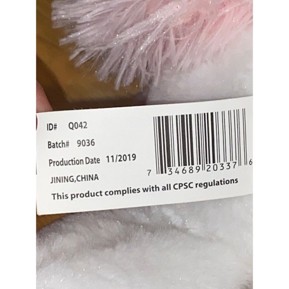 KellyToy Baby White Pink Cuddle Sleeping Unicorn Rattle 12" Plush Lovey Toy - Picture 7 of 7